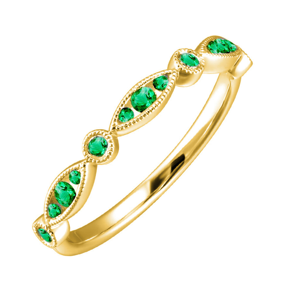 10Kt Yellow Gold & Emerald 1/5Ctw Ring