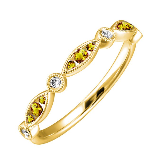 14Kt Yellow Gold Diamond 1/15Ctw & Citrine 1/5Ctw Ring