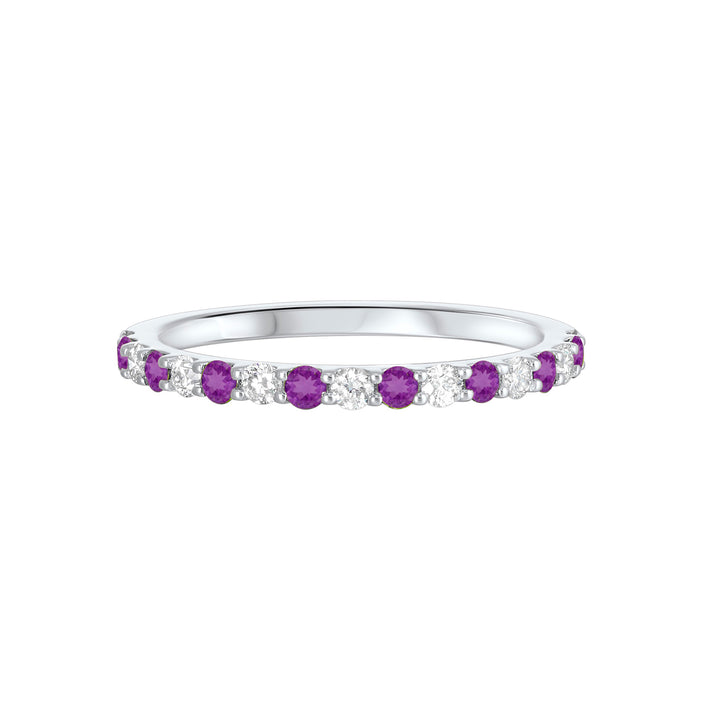 10Kt White Gold Diamond 1/5Ctw & Amethyst 1/6Ctw Ring