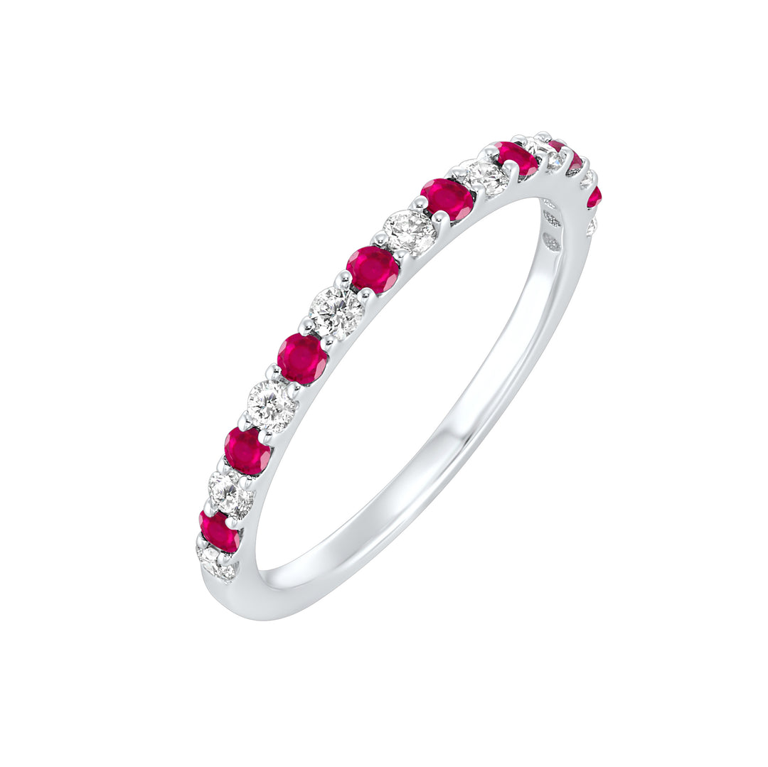 10Kt White Gold Diamond 1/5Ctw & Ruby 1/5Ctw Ring