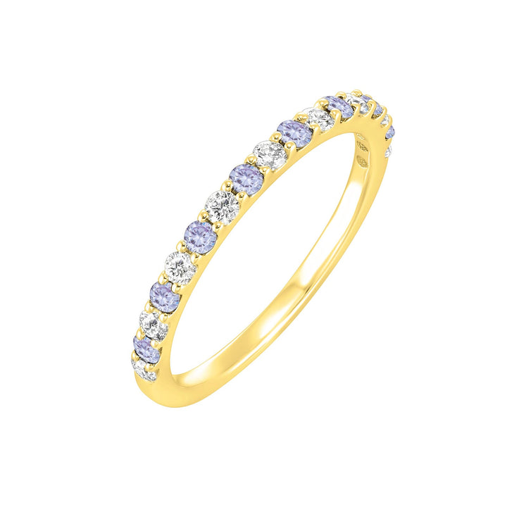 10Kt Yellow Gold Diamond 1/4Ctw & Syn Alexandrite 1/5Ctw Ring