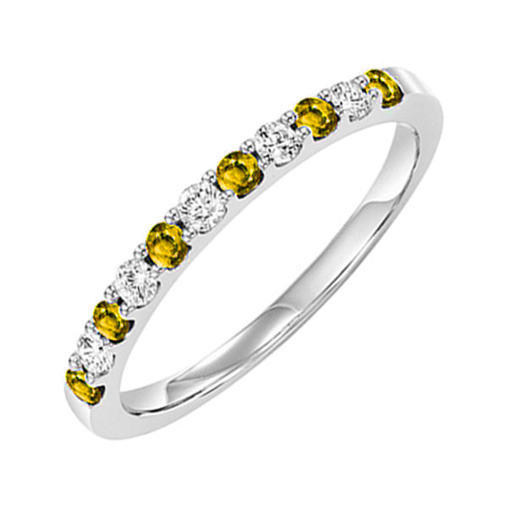 14Kt White Gold Diamond 1/5Ctw & Citrine 1/3Ctw Ring