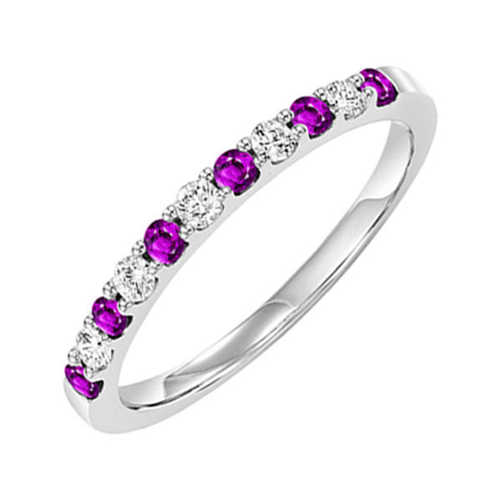 14Kt White Gold Diamond 1/5Ctw & Syn Alexandrite 1/4Ctw Ring
