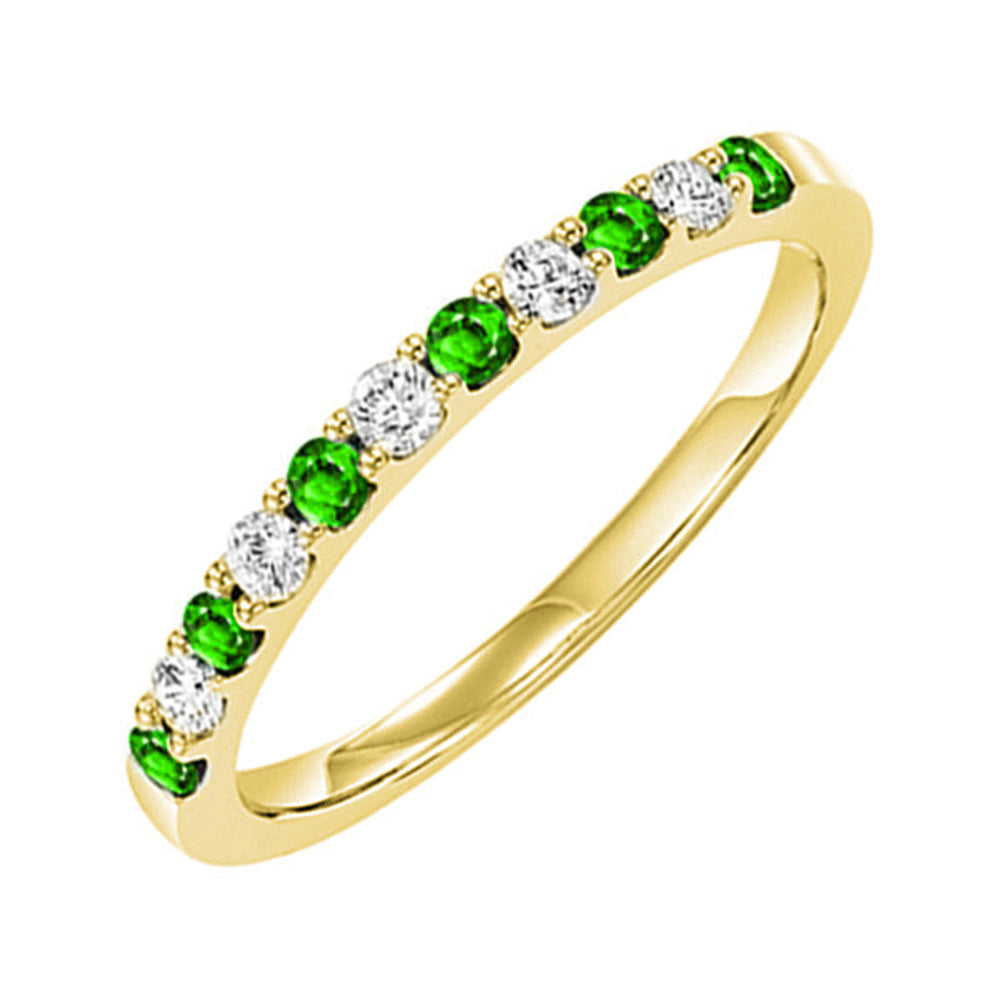 14Kt Yellow Gold Diamond 1/5Ctw & Emerald 1/4Ctw Ring