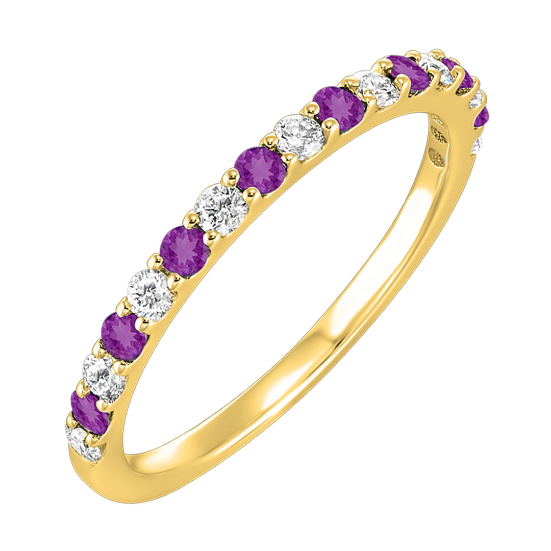 14Kt Yellow Gold Diamond 1/5Ctw & Amethyst 1/4Ctw Ring