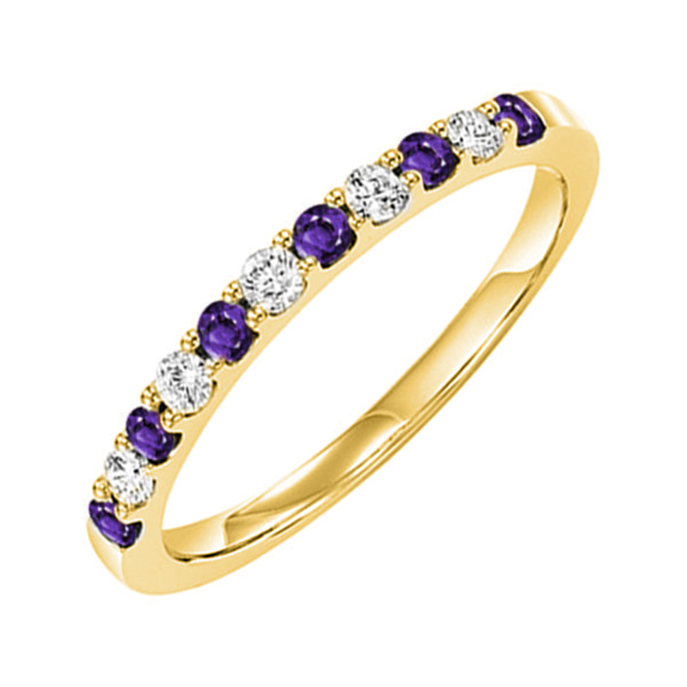 14Kt Yellow Gold Diamond 1/5Ctw & Amethyst 1/4Ctw Ring
