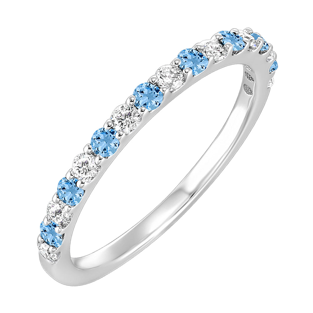 10Kt White Gold Diamond 1/5Ctw & Blue Topaz 1/5Ctw Ring