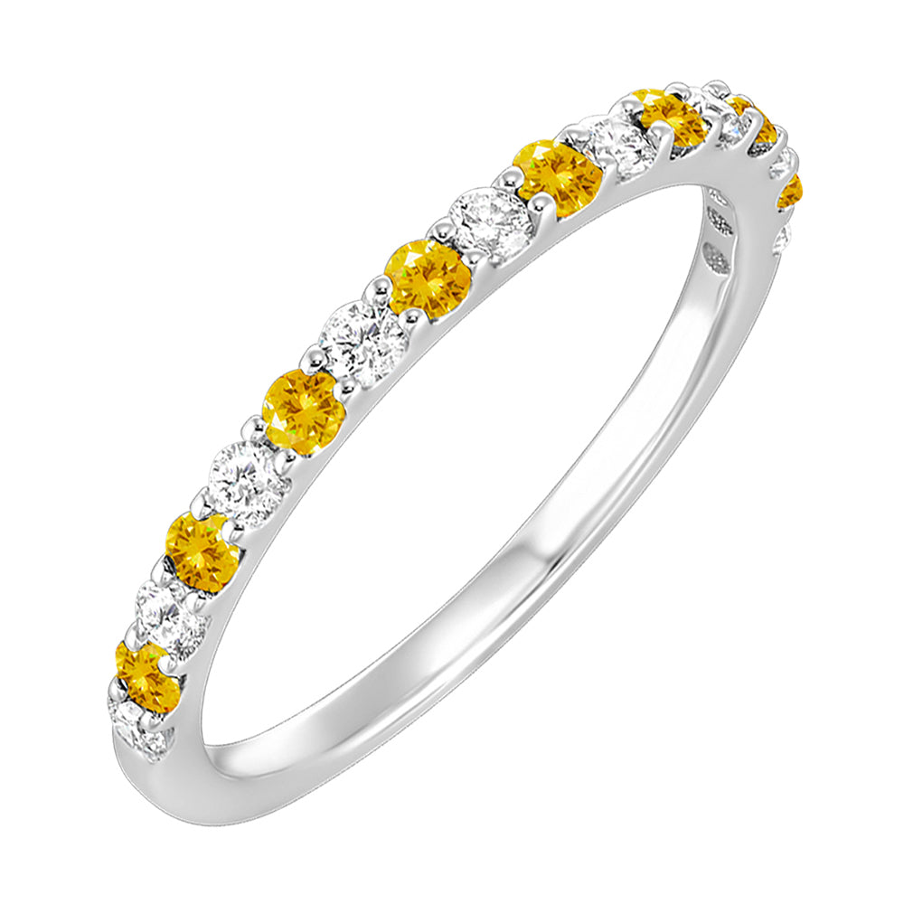 10Kt White Gold Diamond 1/4Ctw & Citrine 1/5Ctw Ring