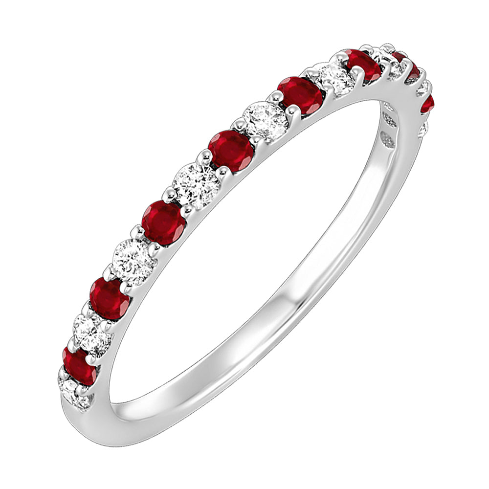 10Kt White Gold Diamond 1/5Ctw & Garnet 1/5Ctw Ring