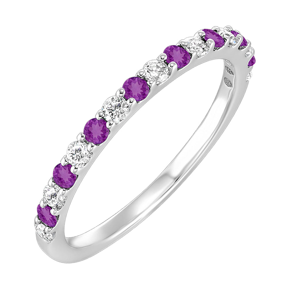 10Kt White Gold Diamond 1/5Ctw & Amethyst 1/6Ctw Ring