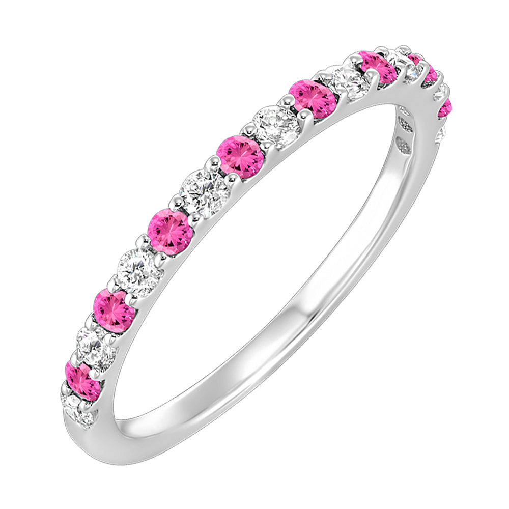 10Kt White Gold Diamond 1/5Ctw & Pink Tourmaline 1/5Ctw Ring