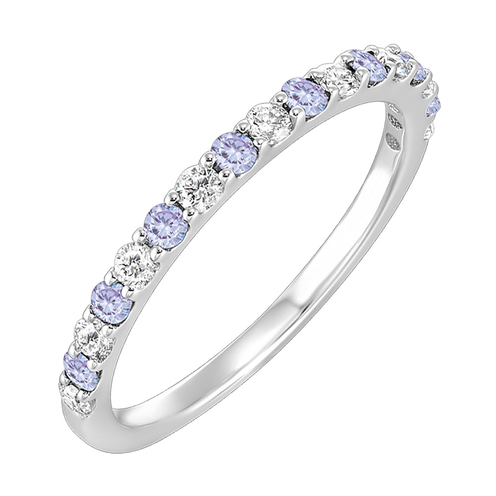 10Kt White Gold Diamond 1/5Ctw & Syn Alexandrite 1/5Ctw Ring