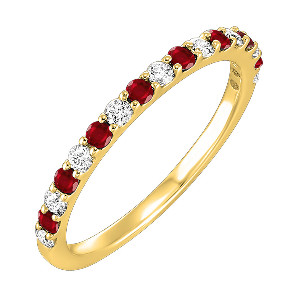 10Kt Yellow Gold Diamond 1/5Ctw & Garnet 1/5Ctw Ring