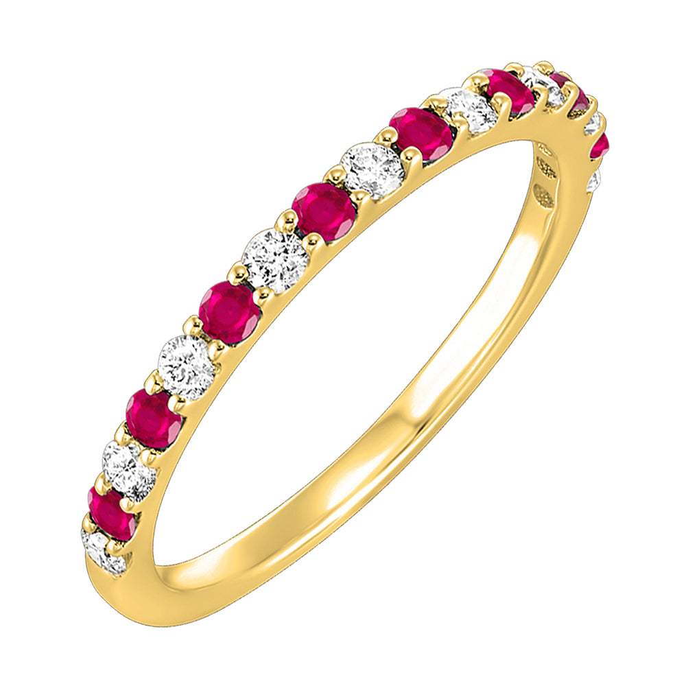 10Kt Yellow Gold Diamond 1/5Ctw & Ruby 1/5Ctw Ring