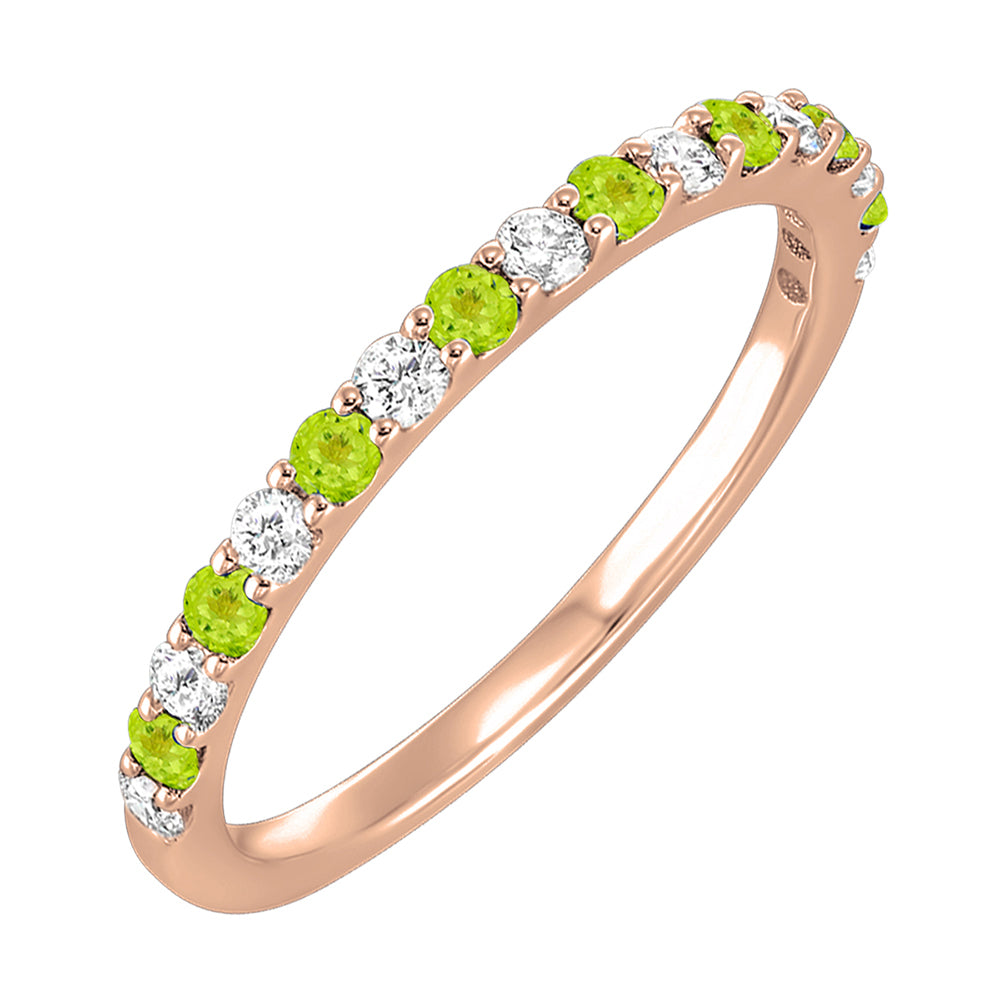 14Kt Rose Gold Diamond 1/5Ctw & Peridot 1/3Ctw Ring
