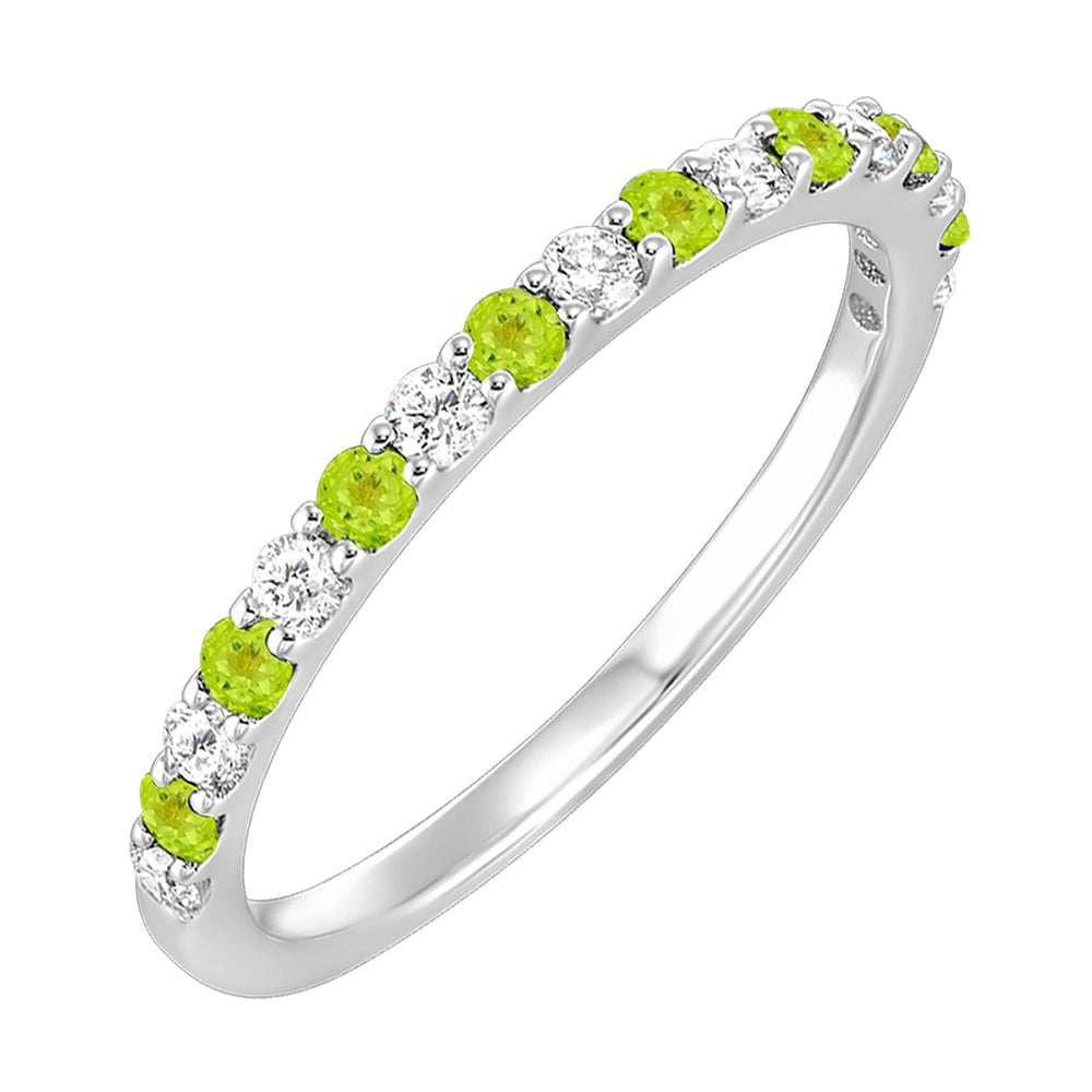 14Kt White Gold Diamond 1/5Ctw & Peridot 1/3Ctw Ring