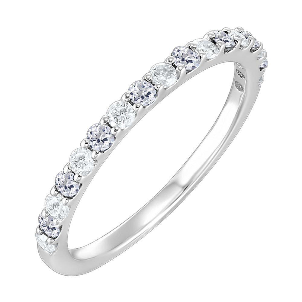 14Kt White Gold Diamond 1/5Ctw & White Topaz 1/4Ctw Ring