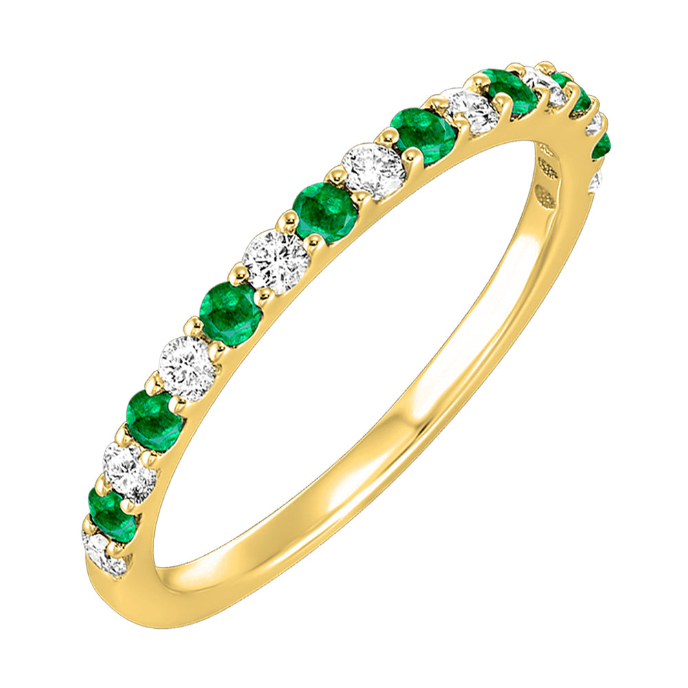 14Kt Yellow Gold Diamond 1/5Ctw & Emerald 1/4Ctw Ring
