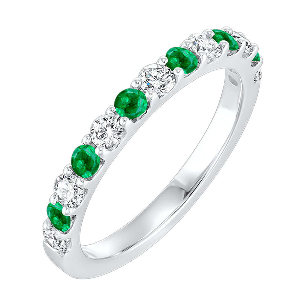 14Kt White Gold Diamond 3/8Ctw & Emerald 3/8Ctw Ring