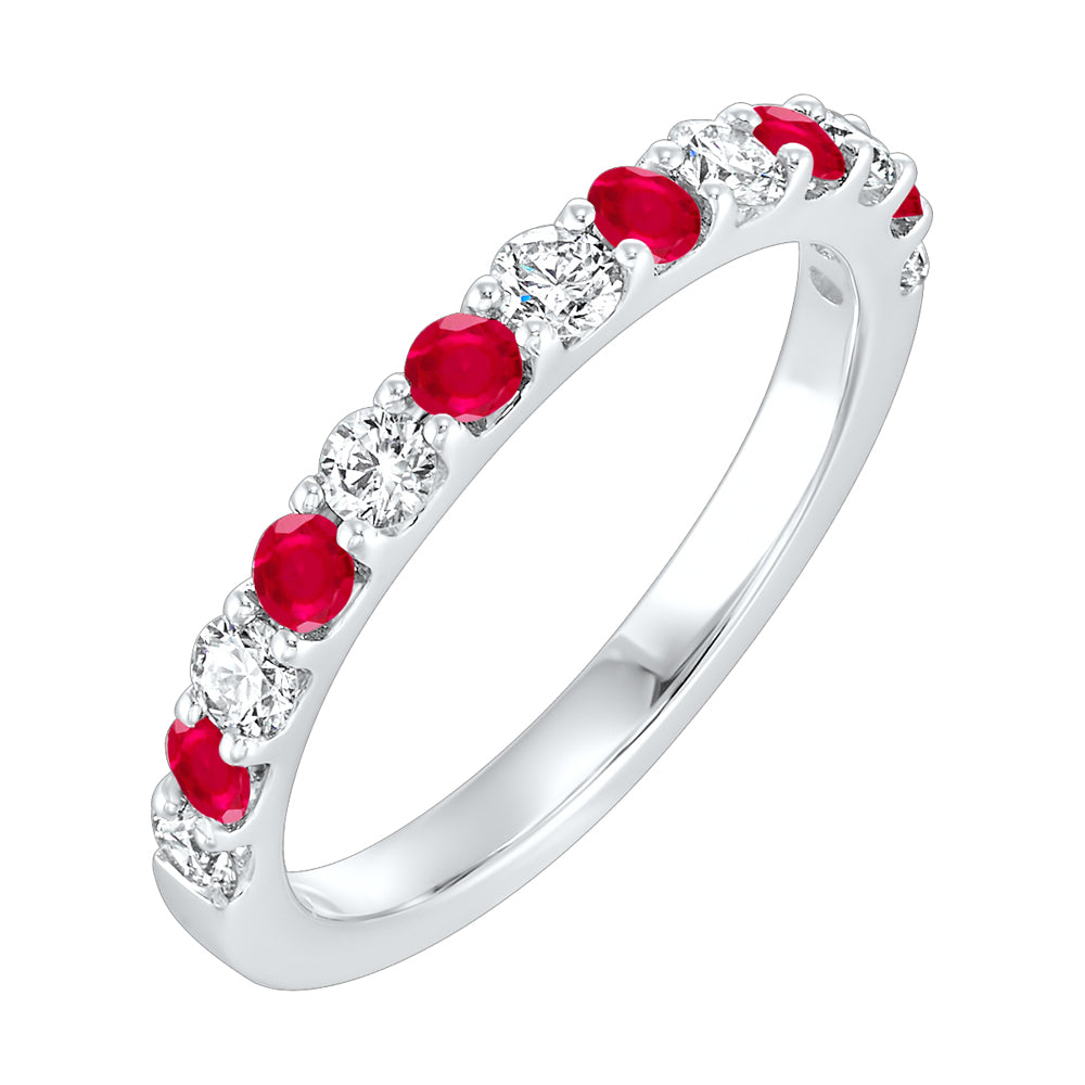 14Kt White Gold Diamond 3/8Ctw & Ruby 3/8Ctw Ring