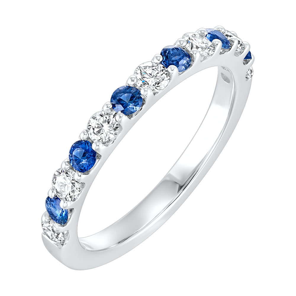 14Kt White Gold Diamond 3/8Ctw & Sapphire 3/8Ctw Ring