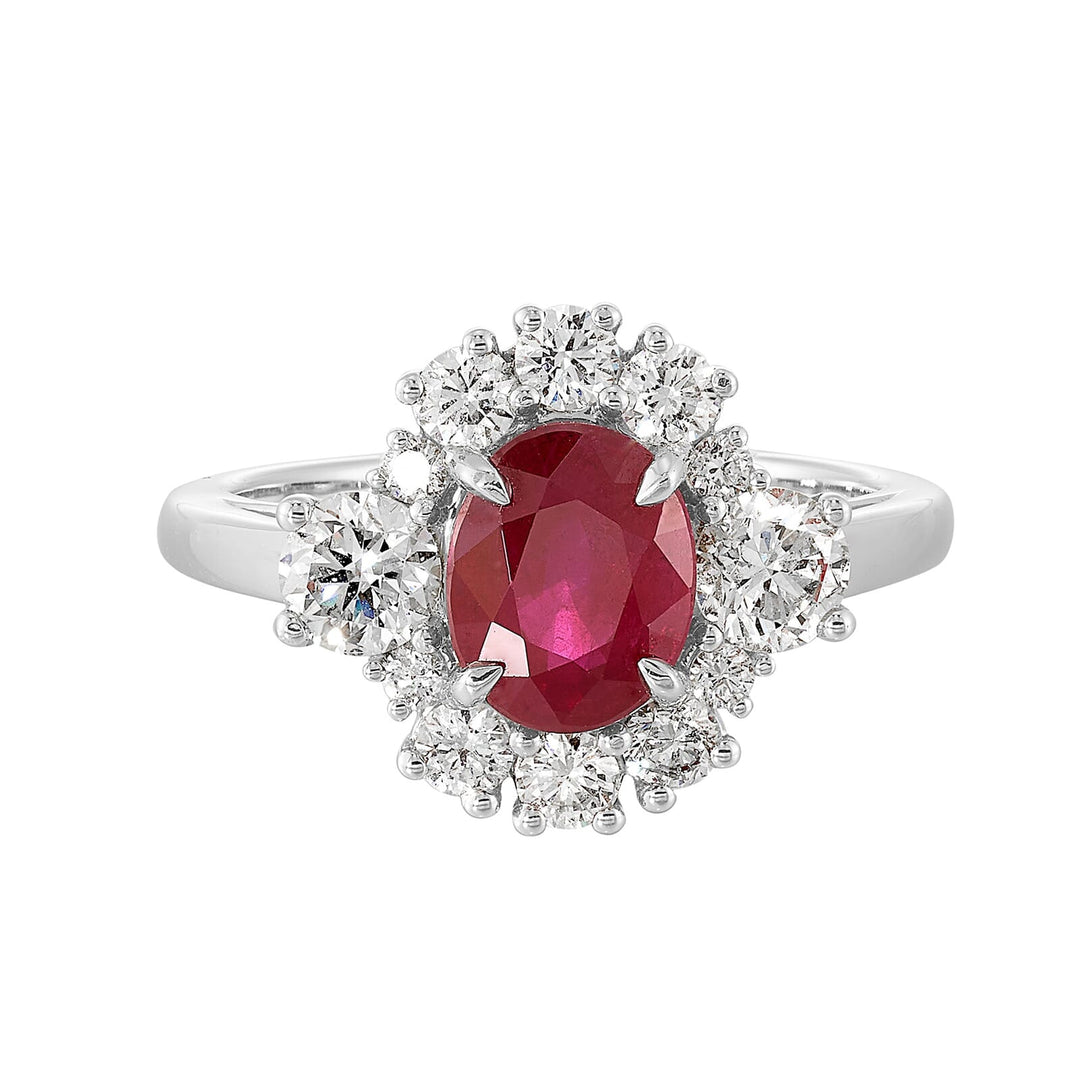 14Kt White Gold Diamond 1 1/6Ctw & Ruby 2Ctw Ring