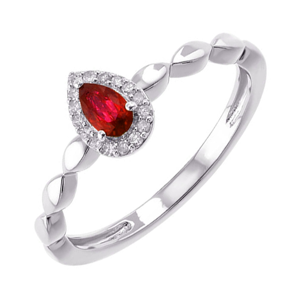 10Kt White Gold Diamond 1/15Ctw & Ruby 1/4Ctw Ring