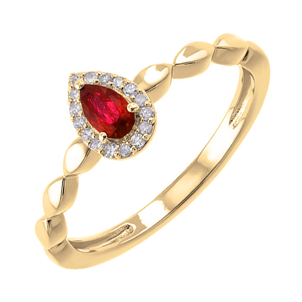 10Kt Yellow Gold Diamond 1/15Ctw & Ruby 1/4Ctw Ring