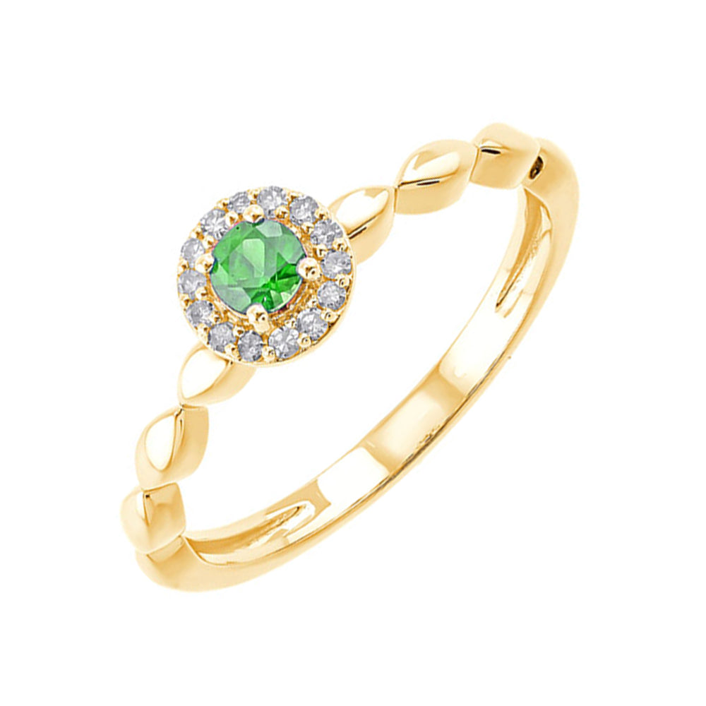 10Kt Yellow Gold Diamond 1/12Ctw & Emerald 1/5Ctw Ring