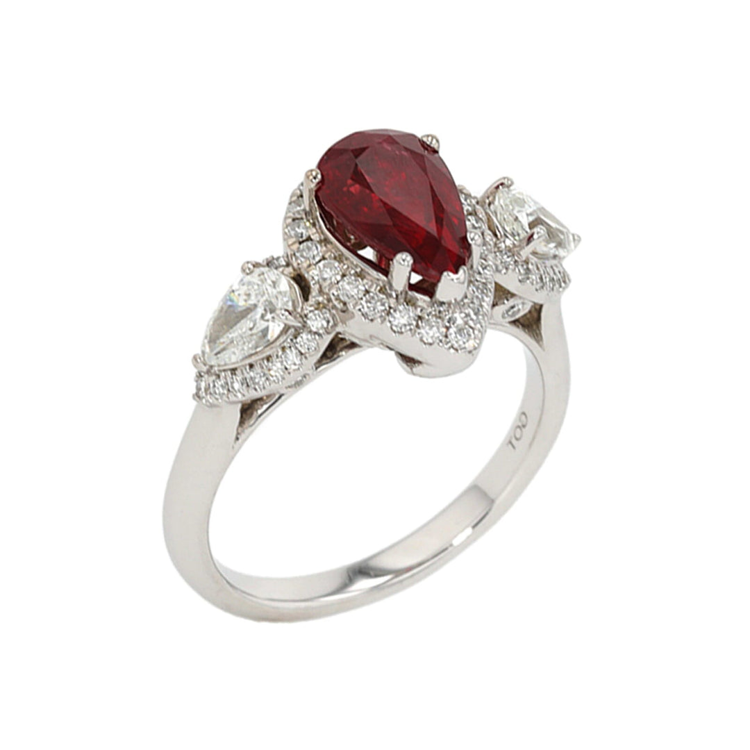 14Kt White Gold Diamond 7/8Ctw & Ruby 2Ctw Ring