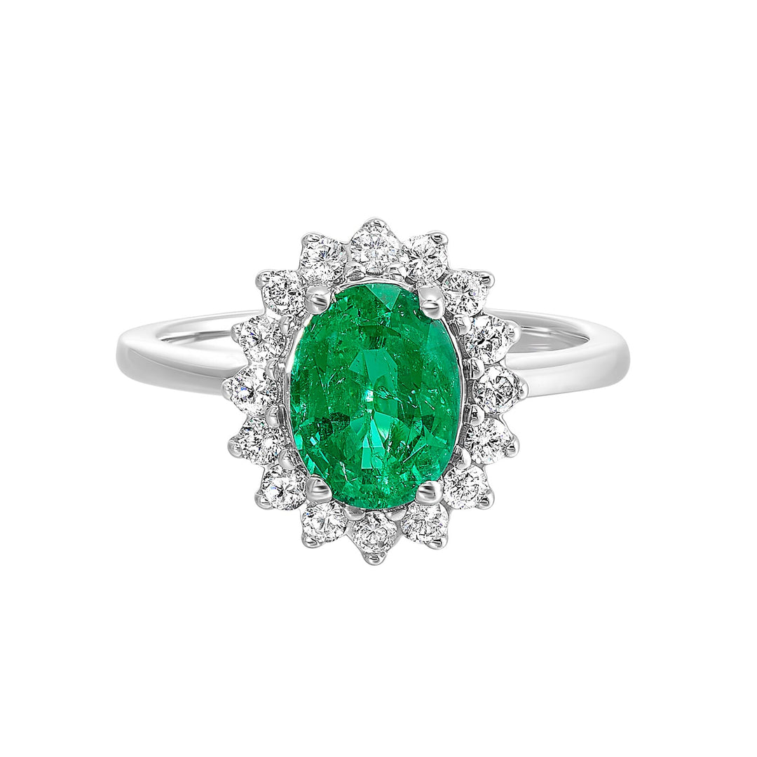 14Kt White Gold Diamond 3/8Ctw & Emerald 1 1/2Ctw Ring
