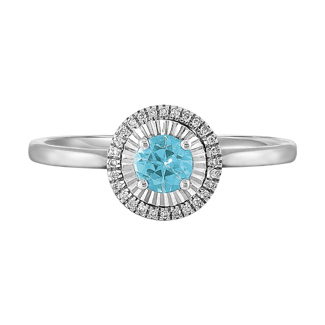 10Kt White Gold Diamond 1/25Ctw & Aquamarine 1/4Ctw Ring