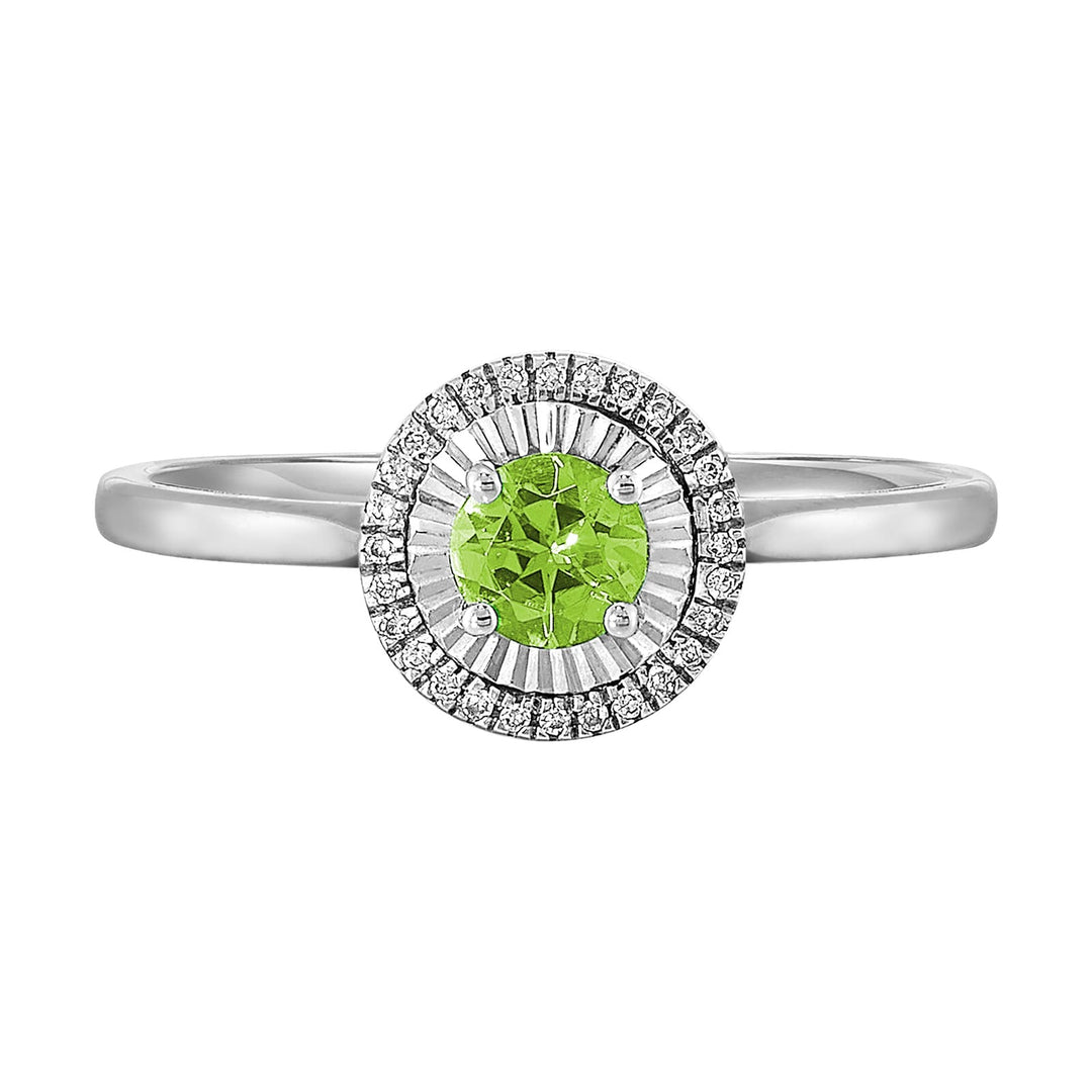 10Kt White Gold Diamond 1/25Ctw & Peridot 1/3Ctw Ring