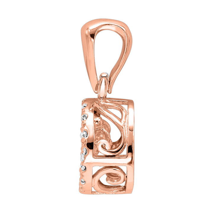 10Kt Rose Gold Diamond 1/5Ctw Pendant