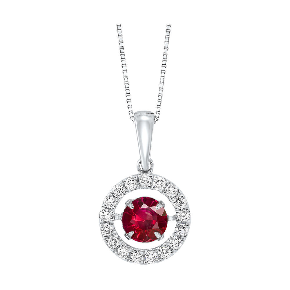 14Kt White Gold Diamond 1/4Ctw & Ruby 5/8Ctw Pendant