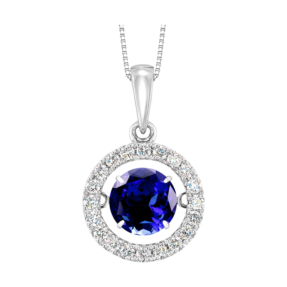 14Kt White Gold Diamond 1/4Ctw & Tanzanite 1Ctw Pendant