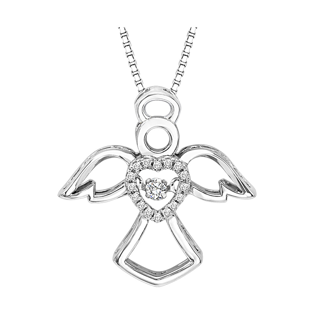 Silver White Diamond 1/10Ctw Pendant