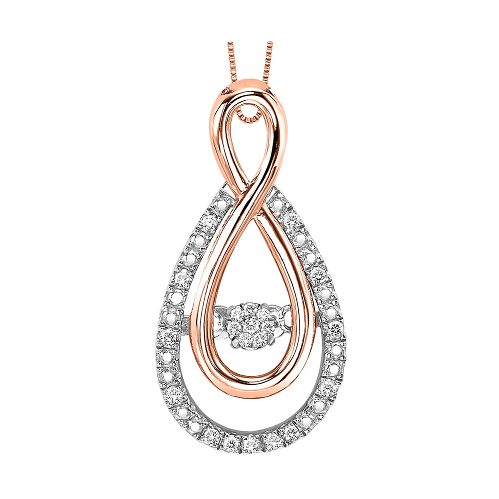 Gold Silver White Rose Diamond 1/12Ctw Pendant