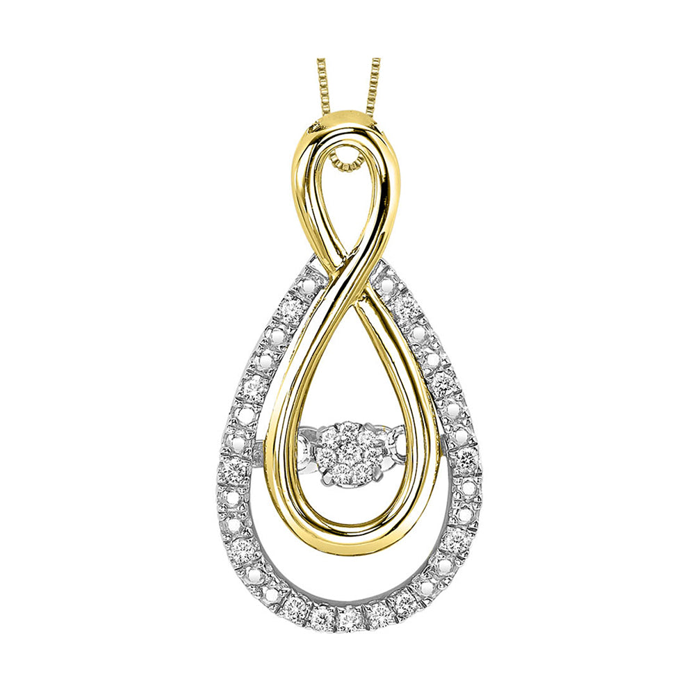 Gold Silver White Yellow Diamond 1/12Ctw Pendant