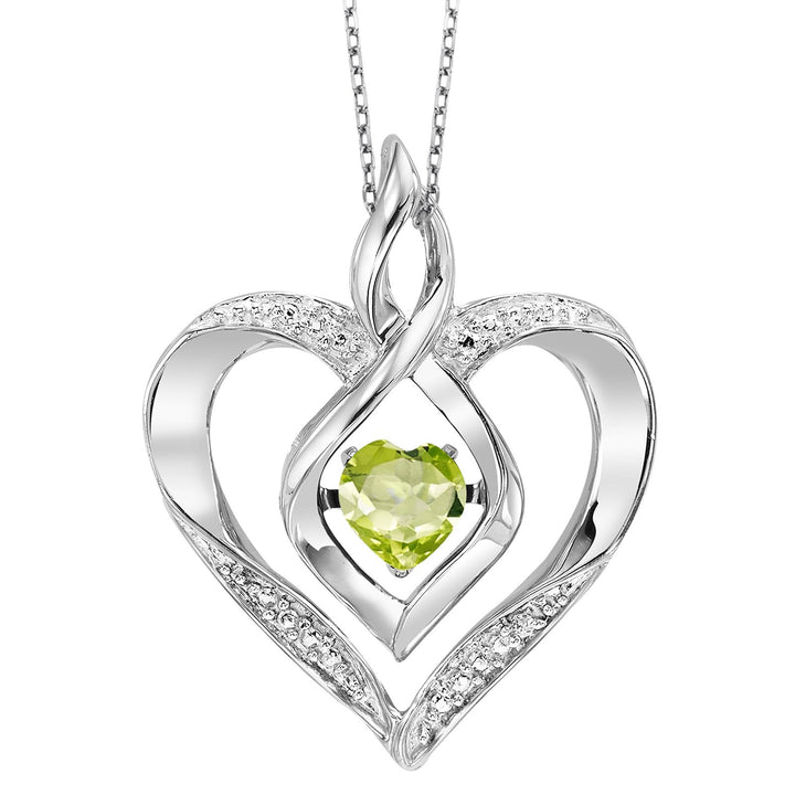 Silver Diamond 1/50Ctw & Createdperidot 1/4Ctw Pendant