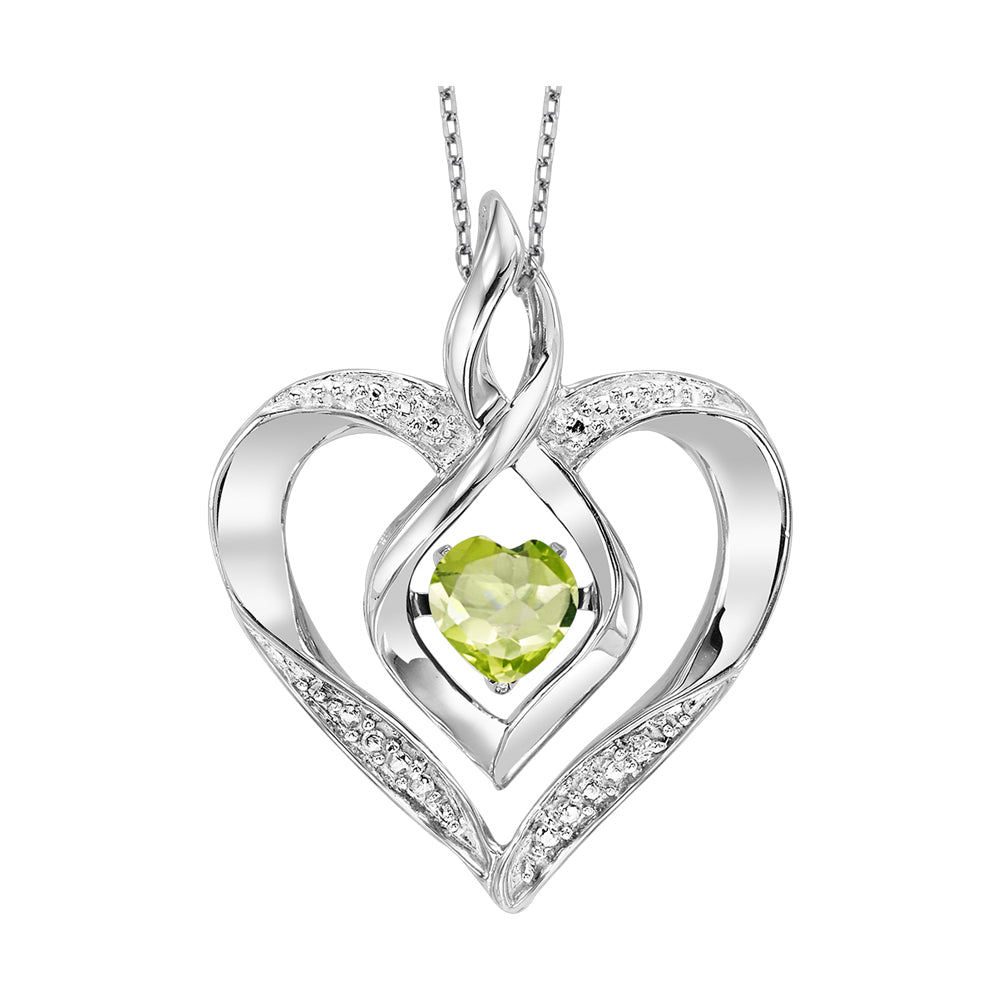 Silver Diamond 1/50Ctw & Createdperidot 1/4Ctw Pendant