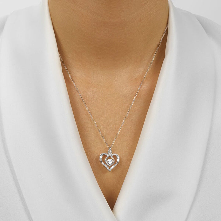 Silver Diamond 1/50Ctw & Createdwhite Topaz 1/4Ctw Pendant