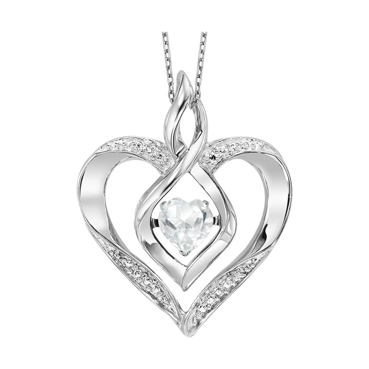 Silver Diamond 1/50Ctw & Createdwhite Topaz 1/4Ctw Pendant