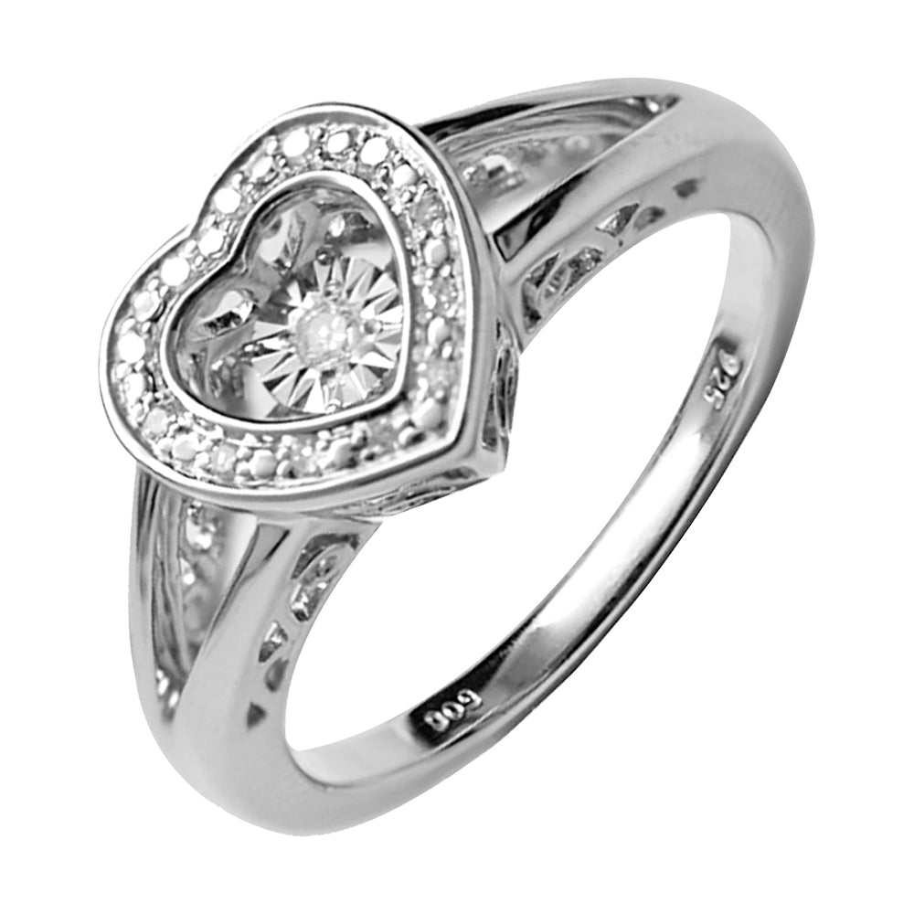 Silver Diamond 1/20Ctw Ring