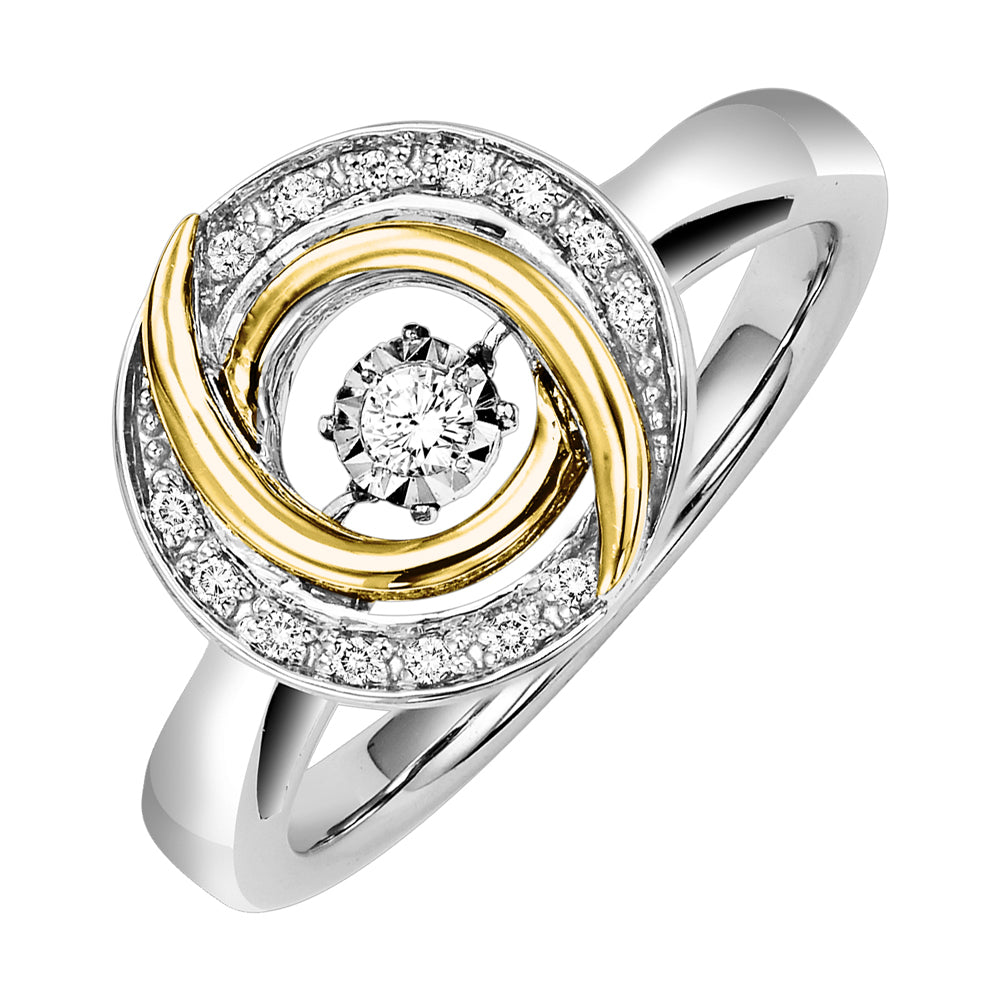 Gold Silver White Yellow Diamond 1/10Ctw Ring
