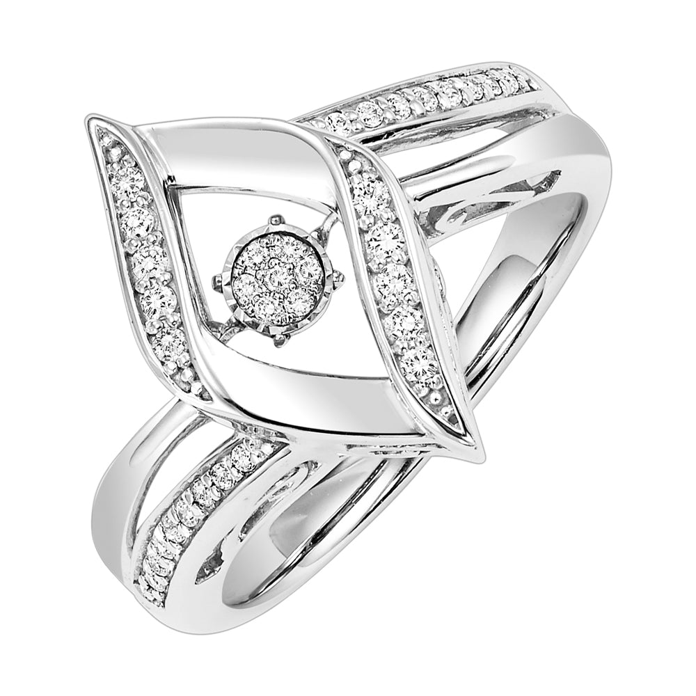 Silver White Diamond 1/6Ctw Ring