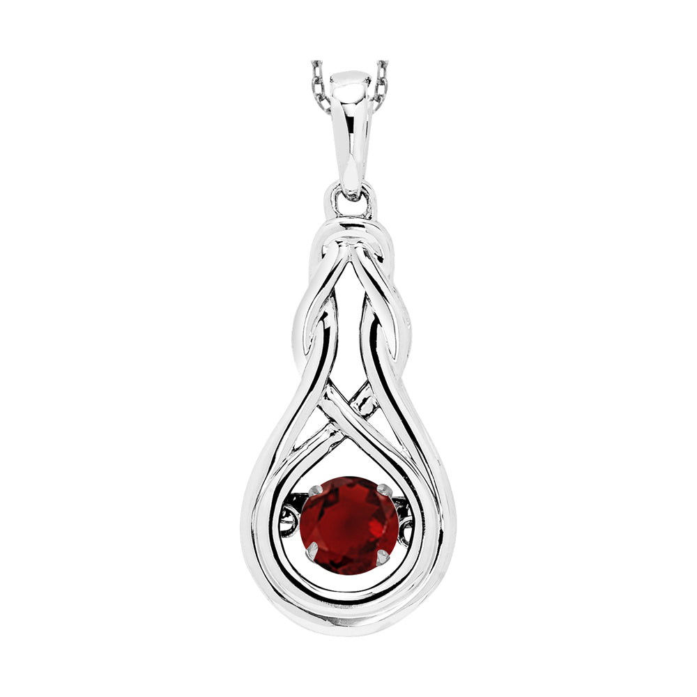 Silver Created-Garnet 1/4Ctw Pendant