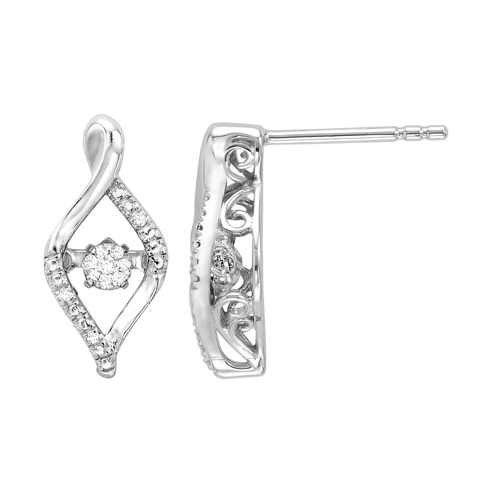 Silver Diamond 1/12Ctw Earring