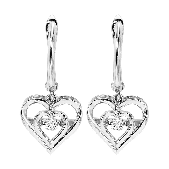 Silver White Diamond 1/25Ctw Earring