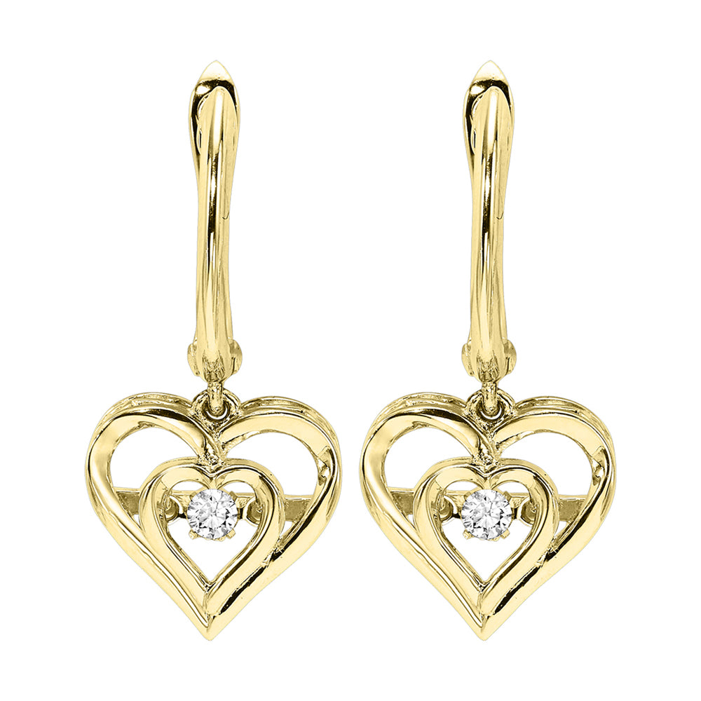 Silver Yellow Diamond 1/25Ctw Earring